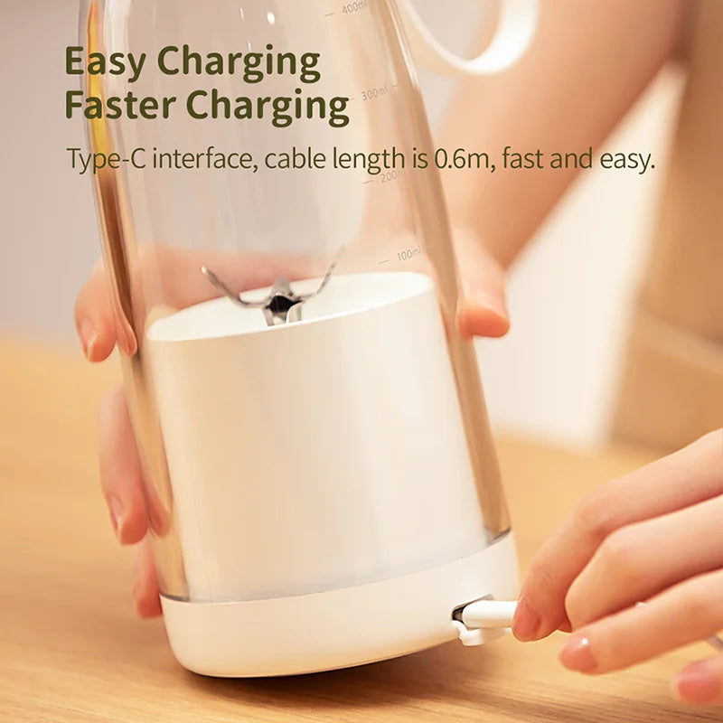 500ml Tragbarer 2400mAh Kabelloser Fruchtmixer USB-Entsafter Frischsaft-Flaschenmixer Plus 6 Klingen Lebensmittel-Milchshake-Eiszerkleinerer-Becher