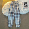 Casual Hosen für Frauen Koreanische Neue Mode Lose Schwarz Plaid Sommer Harajuku Studenten Harem Lange Hosen Streetwear Hosen Chic