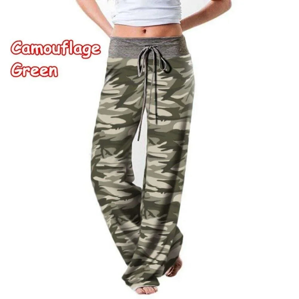 1XL-8XL Mode Frauen Casual Lose Stretch Druck Lange, Breite Bein Yoga Hosen Kordelzug Lounge Hosen Pyjama Hosen