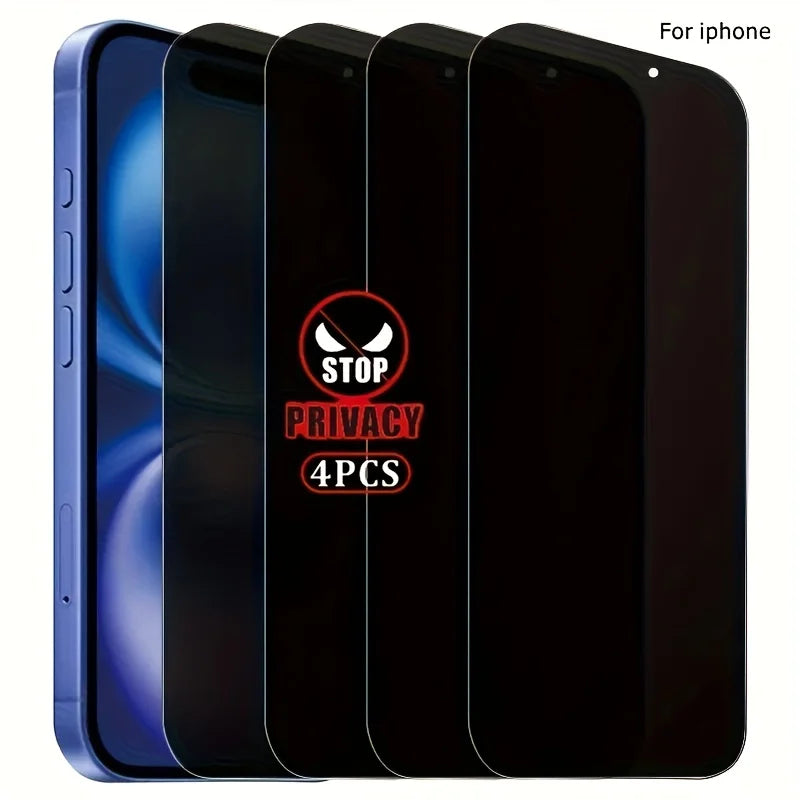 4 Stücke Privatsphäre Gehärtetes Glas für IPhone 16 17 Pro Max 16e Air Screen Protector Für IPhone 15 14 13 12 11 Pro Mini XR XS Max Glas