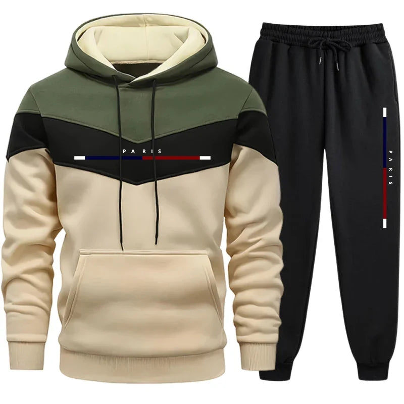 Lässige Qualität, heißer Verkauf, Herren-Trainingsanzug, modischer Kapuzenpullover, dreifarbiges Sweatshirt und Jogginghose, tägliche Sportbekleidung, Herrenanzug, Komfort, Sport