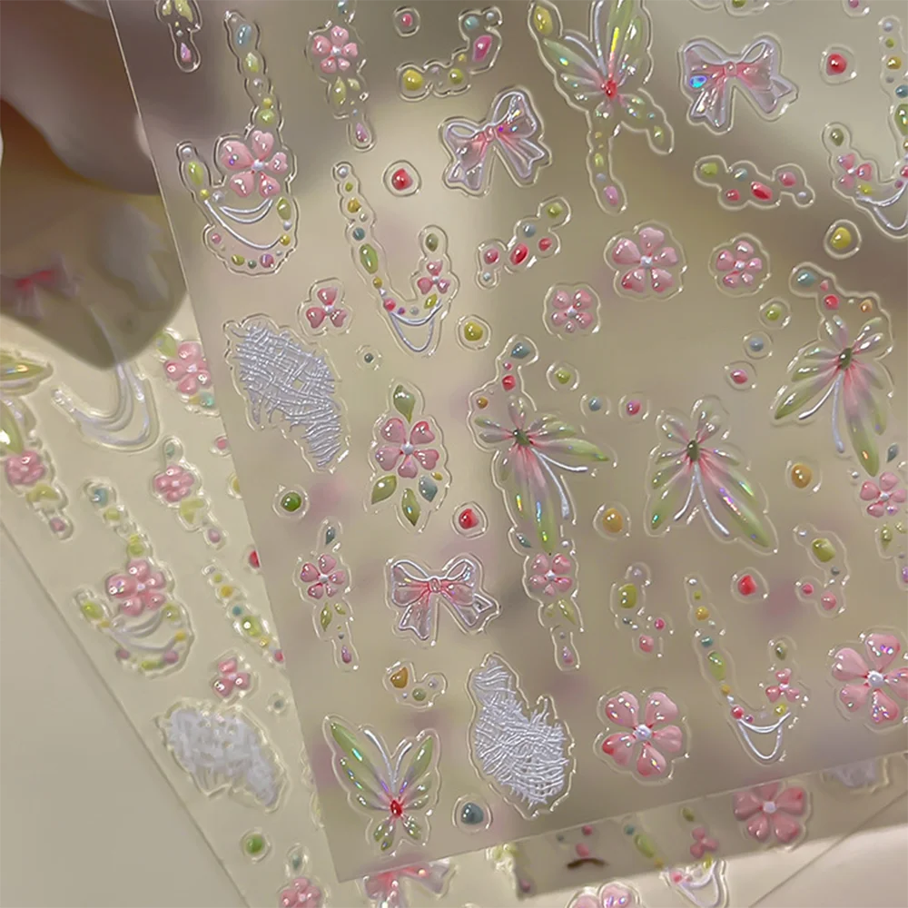 1 Stück Dunkle Sexy 5D Geprägte Dornen-Rosen-Nagelaufkleber Selbstklebende Gotische Rosa Rosen-Herz-Liebe Nagelsticker Y2K Punk Maniküre-Deko