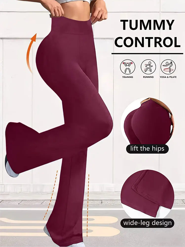 Damen-Yogahose mit hoher Taille, ausgestellte Yoga-Hose, Bootcut-Yogahose, Stretch-Arbeitshose mit weitem Bein, geeignet für Übungen, Sport, Laufen, Freizeit