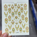 5D Grüner Edelstein Luxus Nail Art Aufkleber Bronzing Barock Halskette Rahmen Nagelschieber Selbstklebend Höflich Retro Nagelaufkleber Dekor