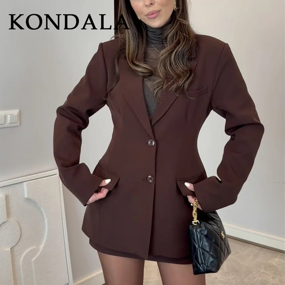 KONDALA 2026 Frühling Sommer Elegante Valentinstagsanzüge Modische Shrug-Jacken mit Taschen Elegante Reißverschlussröcke Schicke Baggy-Hosen