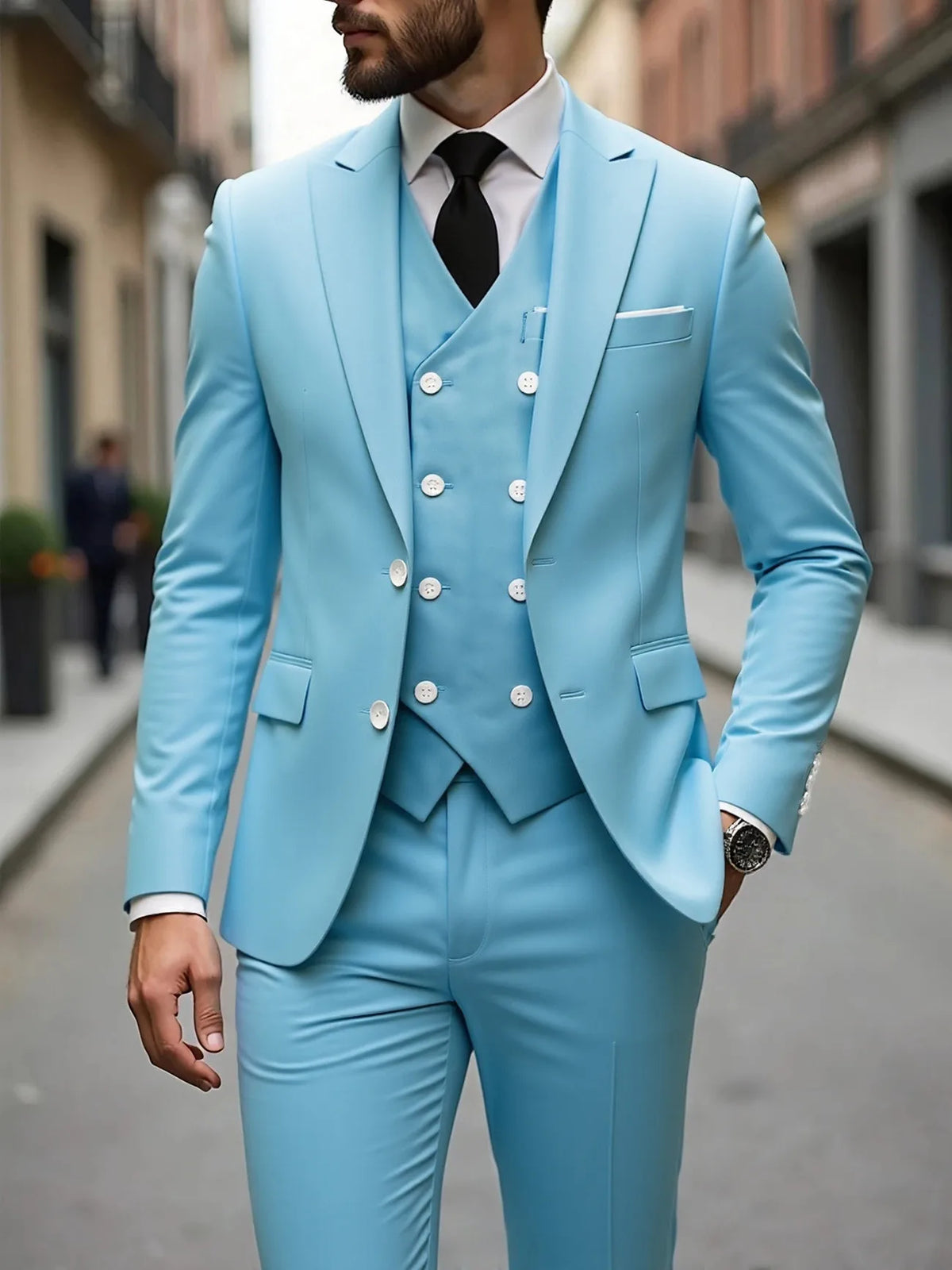 Klassische Hochzeitsanzüge Slim Fit für Bräutigam 3-teiliger Anzug für Trauzeugen Formelle Herrenanzüge für Geschäftsanlässe (Jacke+Weste+Hose)