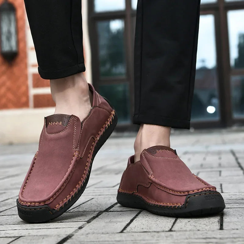 Business Casual Handgenähte Herren-Slipper in Übergrößen Frühling Herbst Neuer Stil Cross-Border Bean Bean Schuhe mit Gummisohle