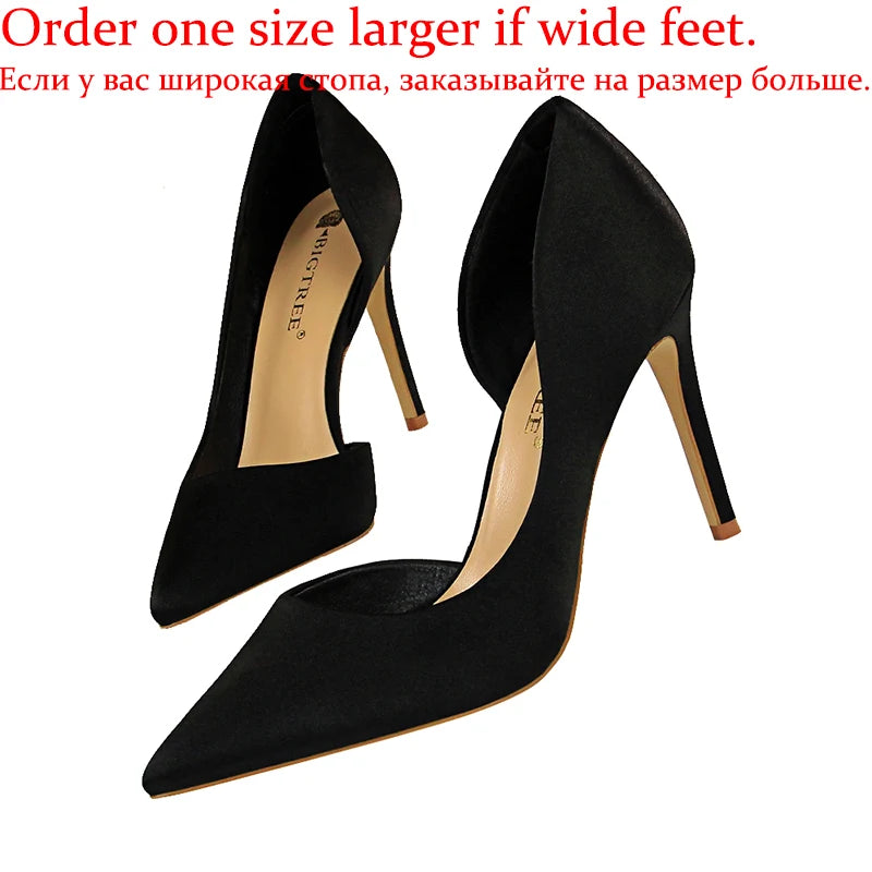 Damen Glamouröse Blaue 9,5cm Hohe Absätze Pumps Modische Satin Spitze Schuhe Elegante Trendige Abend-Bankett-Kleiderschuhe