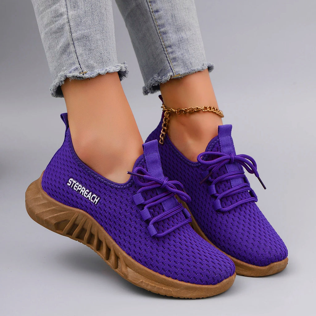 Frühling und Herbst Neue lässige Sportschuhe zum Schnüren für Damen, bequem, atmungsaktiv, leicht, verschleißfest, für Sport und Freizeit