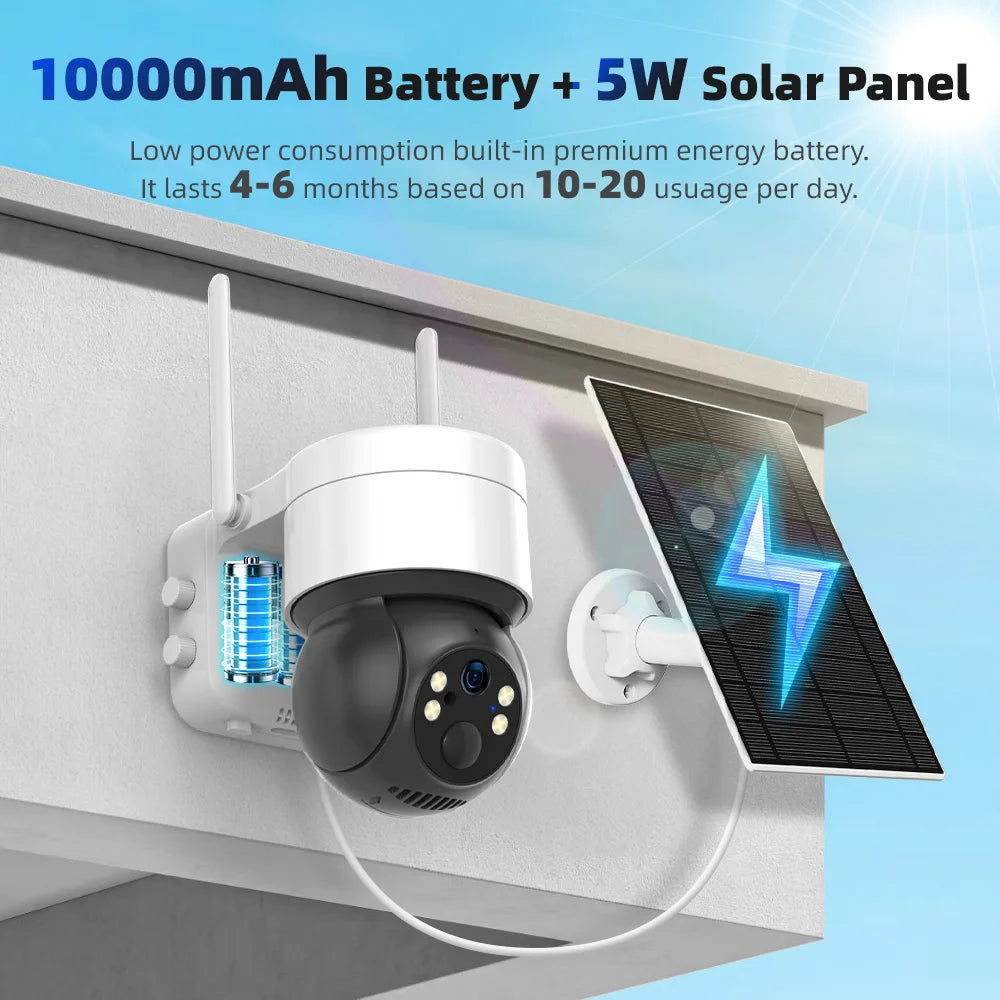 Tuya SmartLife WiFi/4G Sim Karte 3MP WiFi Batterie Solar Motion Tracking Menschliches Erkennen Farbe Nachtsicht Outdoor PTZ CCTV Kamera