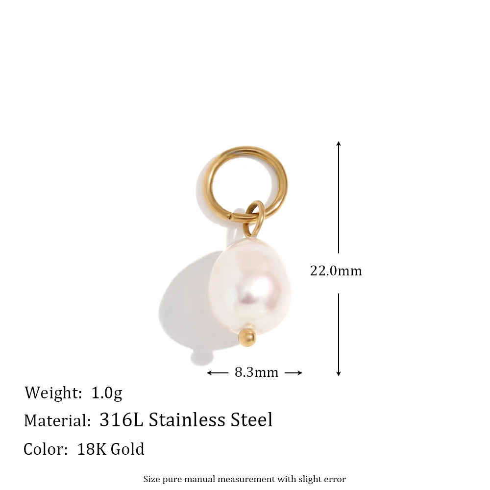 E.B.belle Minimalistische Edelstahl-Kreolen mit Süßwasserperlen-Anhängern für Mädchen und Damen, Trendiger Modeschmuck 2026 Perlenohrringe