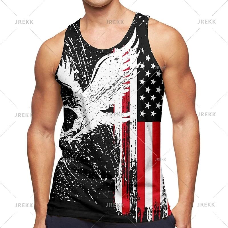 American Eagle USA Flagge Grafik Tank Top Gym Tops Herren 3D-Druck Streetwear Freizeit weste schnell trocknen ärmellose T-Shirt Tops 6xl