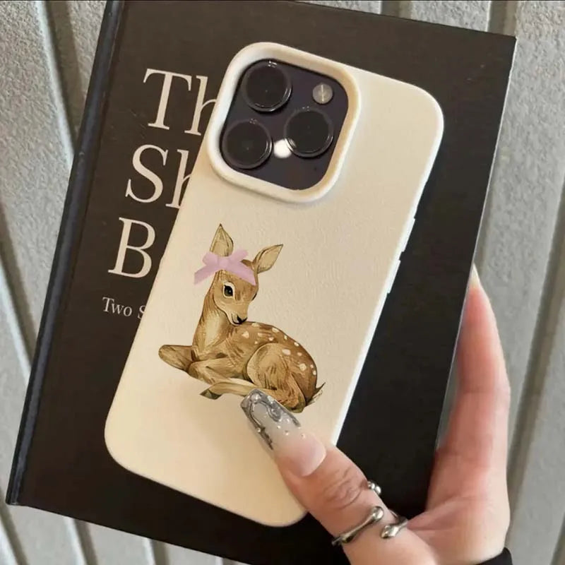 Hirsch Lichee Muster Einfache Retro Handyhülle für iPhone 17 16 15 14 13 12 11 Pro Max XS XR 16 Plus stoßfeste Candy Bumpper Cover