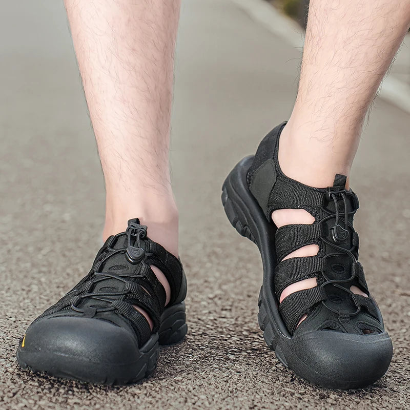 Sommerliche, hochwertige, rutschfeste Strandschuhe für Herren, modische Turnschuhe, Herren-Wandersandalen, Outdoor-Leder-Bergsteiger-Reiseschuhe