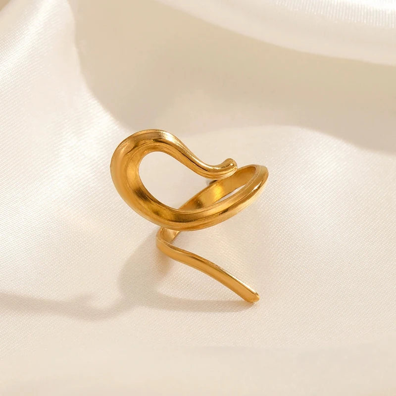 Offener Ring mit Edelstahllinie für Frauen, exquisiter einfacher unregelmäßiger Zeigefingerring, lässiger Punk, vielseitiger lässiger Schmuck, Geschenk