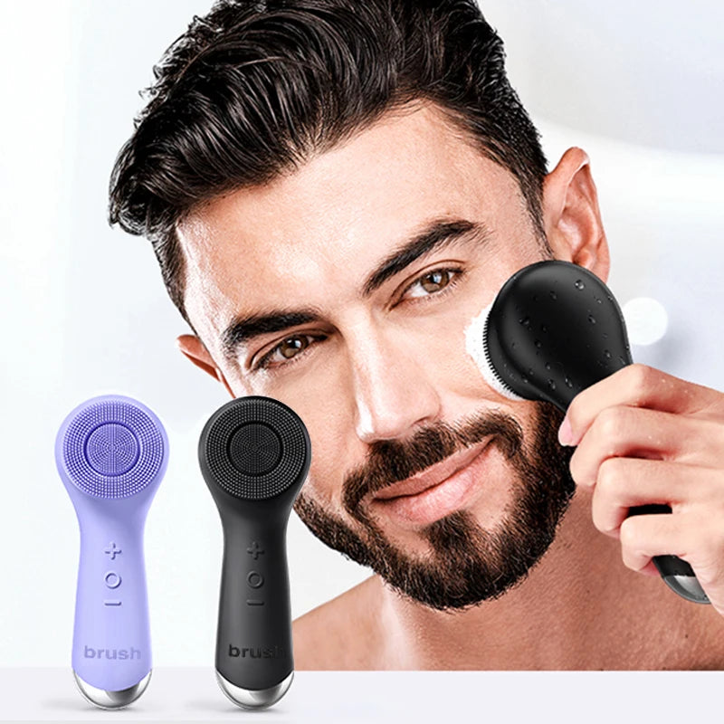 360 °   Rotierende Gesichtsreinigungsbürste, Silikon-Gesichtsreinigungsbürste mit zwei Rotations- und Vibrationsmodi, Mitesserentferner