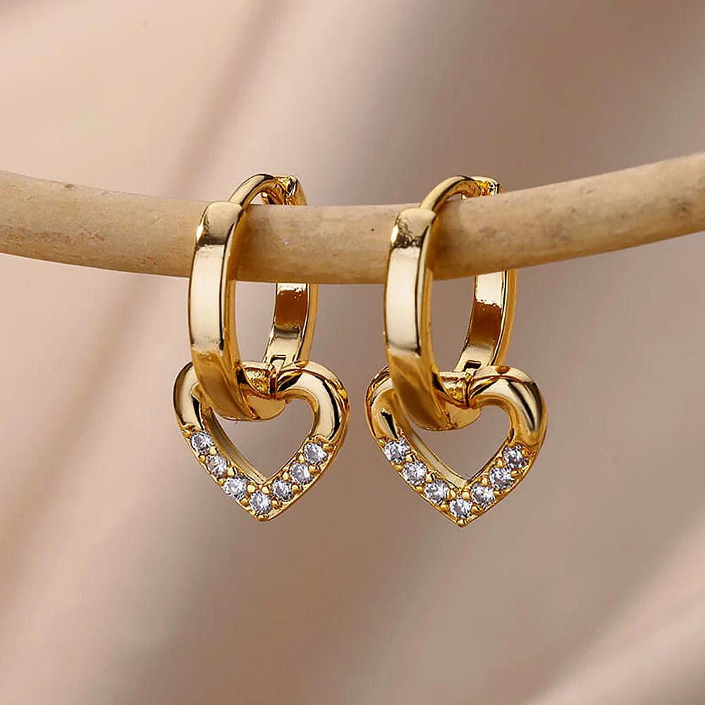 Edelstahl Kreis Ohrringe Für Frauen Gold Farbe Ästhetischen Zirkon Ohrring Hochzeit Weihnachten Mode Schmuck Zubehör Geschenk