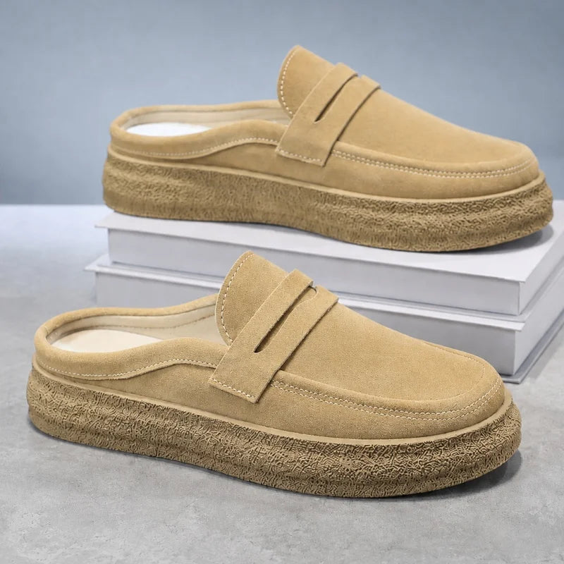 Sommerliche flache Halbschuhe für Herren, bequeme, weiche Mokassins, Slipper für Herren, lässige Schuhe, Slip-on Herrenschuhe, Plateau-Slipper
