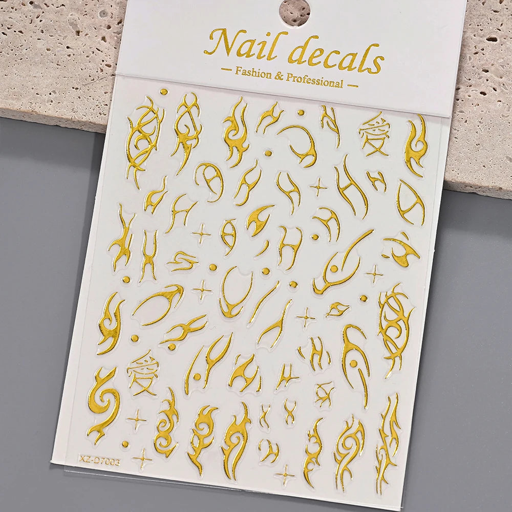 1 Stück 3D Bronzing Gold French Strips LinesNail Art Aufkleber Unregelmäßige Metall French Line Nagelaufkleber Selbstklebendes Nagelzubehör 4