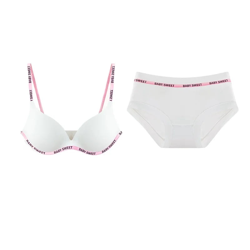 Kabelloses, nicht gepolstertes BH-Set für kleine Brüste, nahtloser Komfort-Bralette und Slip, reine, elegante Damenunterwäsche für Teenager und Mädchen