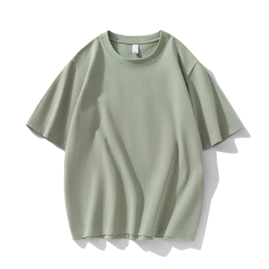 WAVLATII Neue 100 % Baumwolle 280 g/m2, dicke T-Shirts für Damen und Herren, weiß, lässig, übergroße T-Shirts, Unisex, einfarbig, schwarz, Basic-Tops WT2477