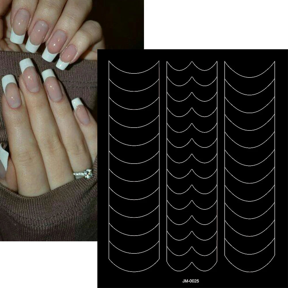 24 Muster Airbrush-Schablonen, Nagelkunst-Aufkleber, hohler Schmetterling/Blume/Schleife/Französische Liniendruckschablonen, Nagelaufkleber, DIY-Werkzeuge