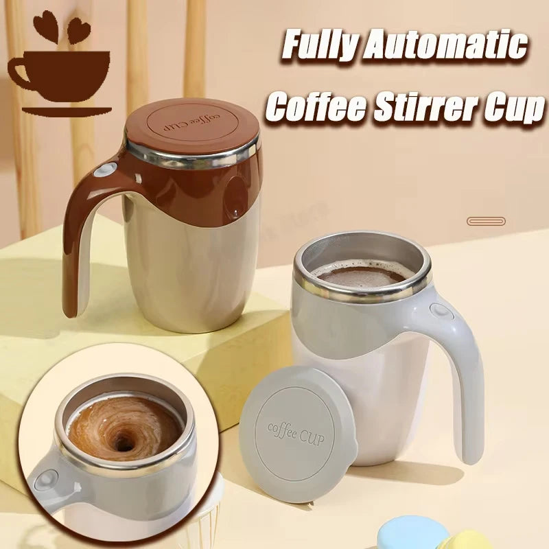 Tragbare automatische Rühr-Kaffeetasse, magnetisch, elektrisch, Edelstahl, selbstmischender Kaffeebecher, drehbar, für Zuhause, Büro, Reisen