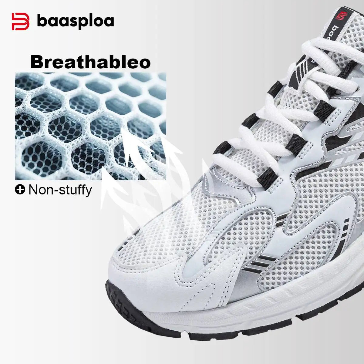 Bassploa Männer Laufschuhe Casual Sneakers Mesh atmungsaktive Sportschuhe für Männer Tenis leichte Walking Sneakers rutsch fest