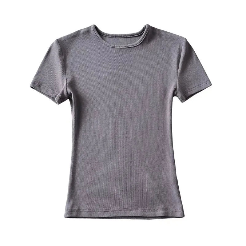 Casual Sommer Frau Skinny Fit T-shirt Enge Kurzhülse O-ansatz T Grundlegende Solide Crop Tops T Shirt