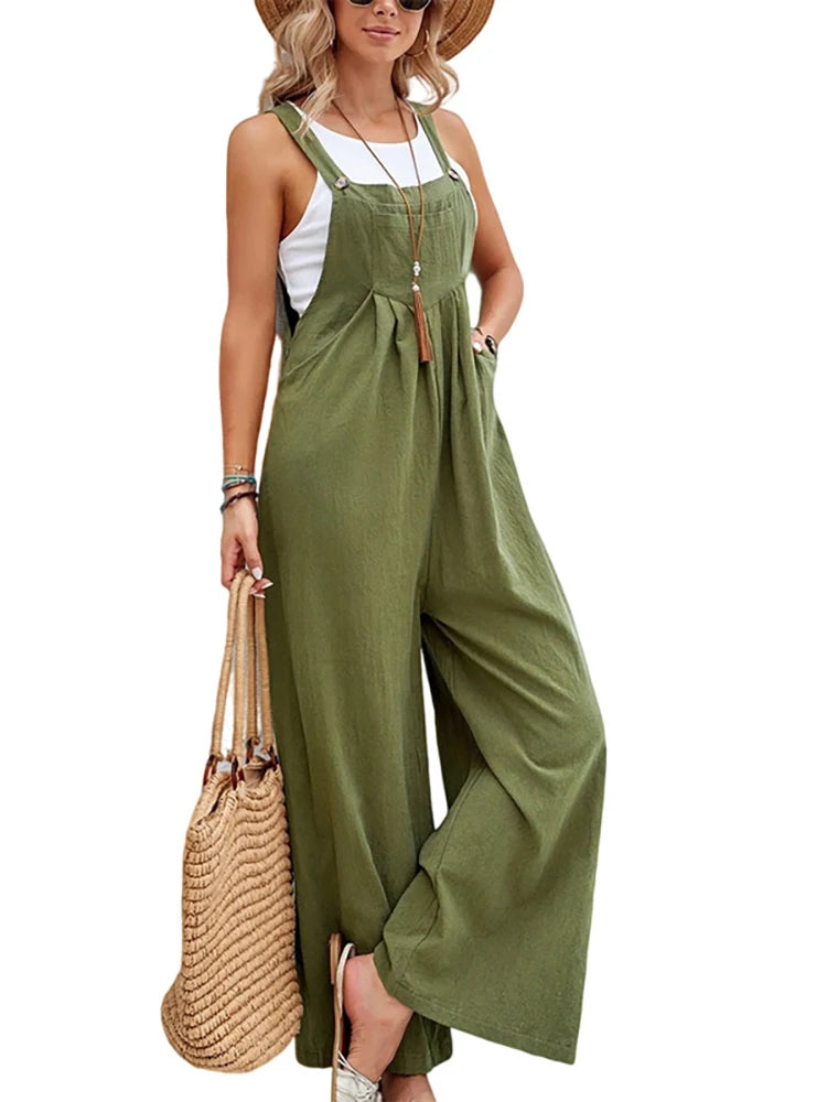 Damen Sommer Herbst Lässige Jumpsuits mit Trägern Elegante Hochgeschnittene Weite Hosen Harajuku Ärmellose Overalls Streetwear