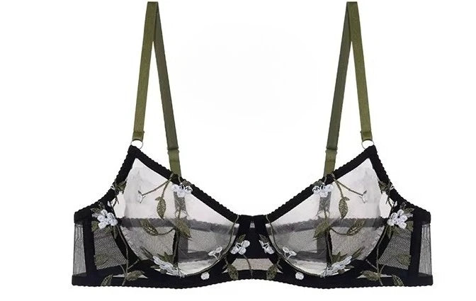 Französischer Spitzen-Push-up-BH-Set, ultradünne, gepunktete Mesh-Komfortunterwäsche, große Größen, Anti-Sag-Formwäsche für große Brüste
