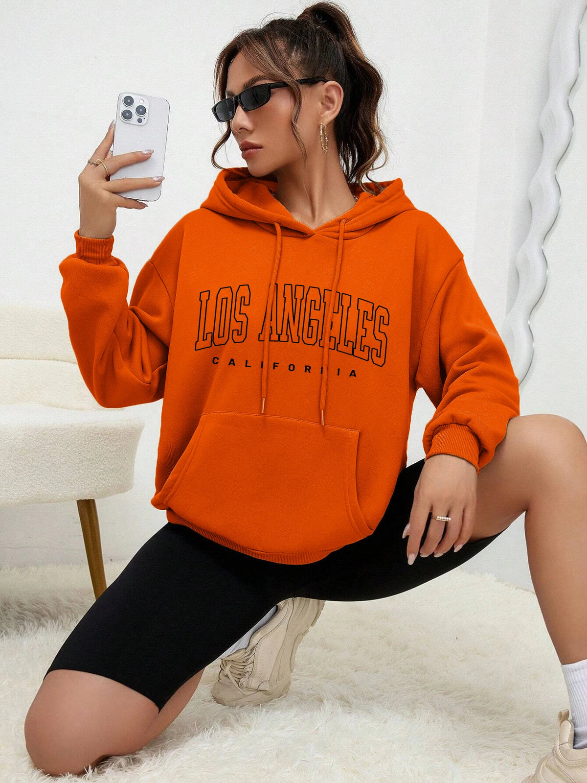 Los Angeles Kunst Brief Design Frauen Plus Größe Hoodies Amerikanischen Stil Casual Hoody Herbst Hip Hop Hoodie Frau Fleece Kleidung