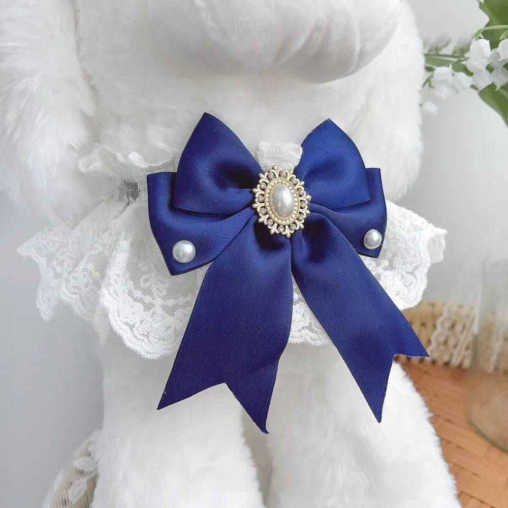 Modisches, verstellbares Katzenhalsband mit Spitzenschleife, dekoratives, süßes Hundehalsband, bezauberndes Haustierhalsband für Fotoshootings