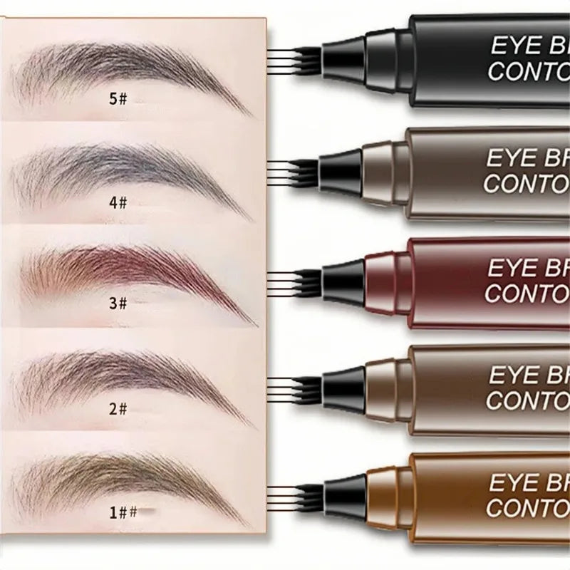5 Farben Microblading Augenbrauenstift Wasserfester Flüssiger Augenbrauenstift Langanhaltender Augenbrauenstift 4-Punkt-Augenbrauenstift Kosmetik