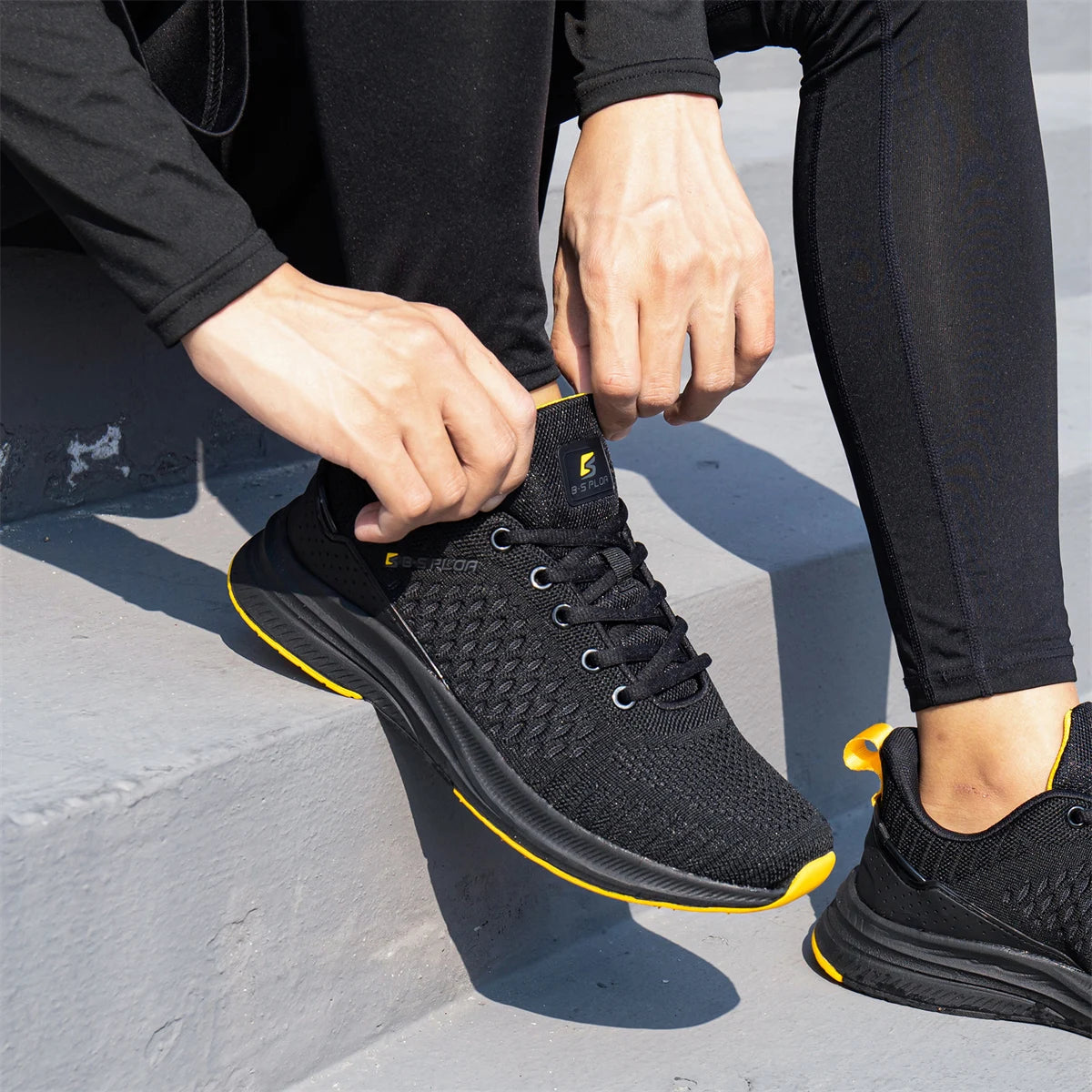 Baasploa Herren-Laufschuhe, neue atmungsaktive Mesh-Sport-Sneaker, Übergröße 41–48, klassische Freizeitschuhe für Herren, rutschfest, Outdoor-Komfort