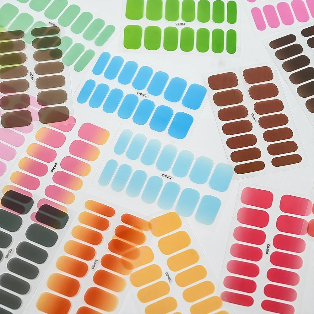 14 Tipps Full Wrap Nagellack Aufkleber Selbstklebende einfarbige Gel-Nagelstreifen Kunst Aufkleber Nicht halbgehärtete DIY Nageldekorationen