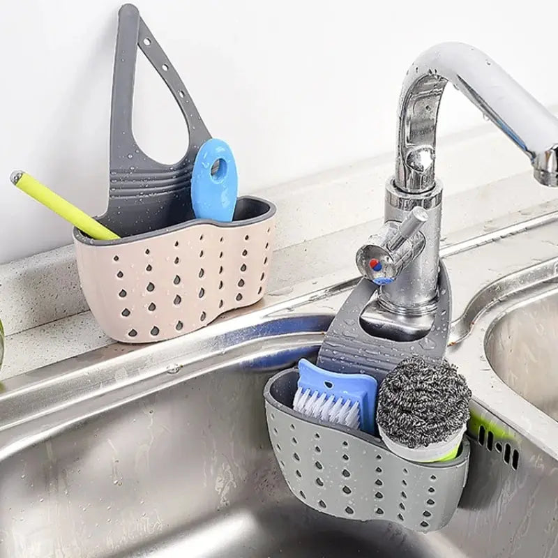 Hause Lagerung Ablauf Korb Küche Waschbecken Halter Einstellbare Seife Schwamm Shlf Hängen Ablauf Korb Tasche Küche Zubehör