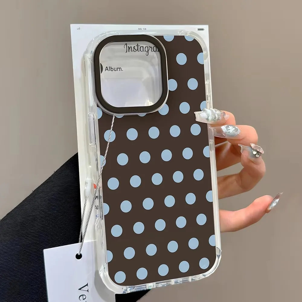 Niedliche braune gepunktete ästhetische Handyhülle für iPhone 17 16 15 14 13 12 11 Pro Max XS X 7 8 Plus SE 2022 16E Kreative TPU-Abdeckung
