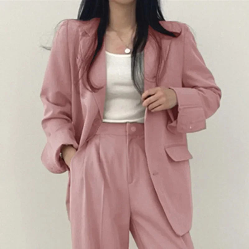 Modische 2-Teilige Damen-Sets Frühling Herbst Neu im Koreanischen Stil Hosen-Sets Eleganter Pendler-Anzug Mantel 2-Teilige Damen-Jacken-Sets