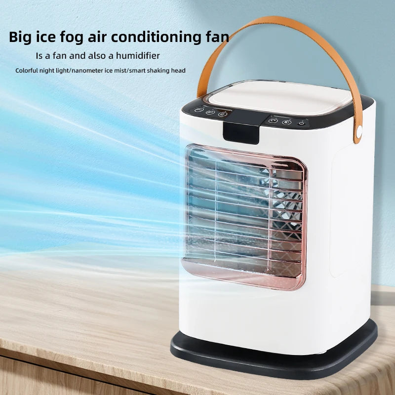 Befeuchtender Kühlventilator Tragbarer Mini-Elektroventilator 2. Generation Negativ-Ionen Tischventilator