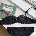 Sexy Spitzen-BH-Set für Damen in Übergröße, halbtransparent, ultradünn, mit Nippelabdeckung, erotische Dessous, Push-up-Komfort-Unterwäsche-Set