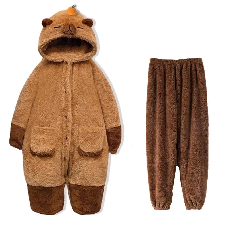 Erwachsene Capybara Roben Onesies Pyjamas Cartoon Pyjama Tier Kigurumi Slipper Halloween Cosplay Kostüme Warme Nachtwäsche Overall