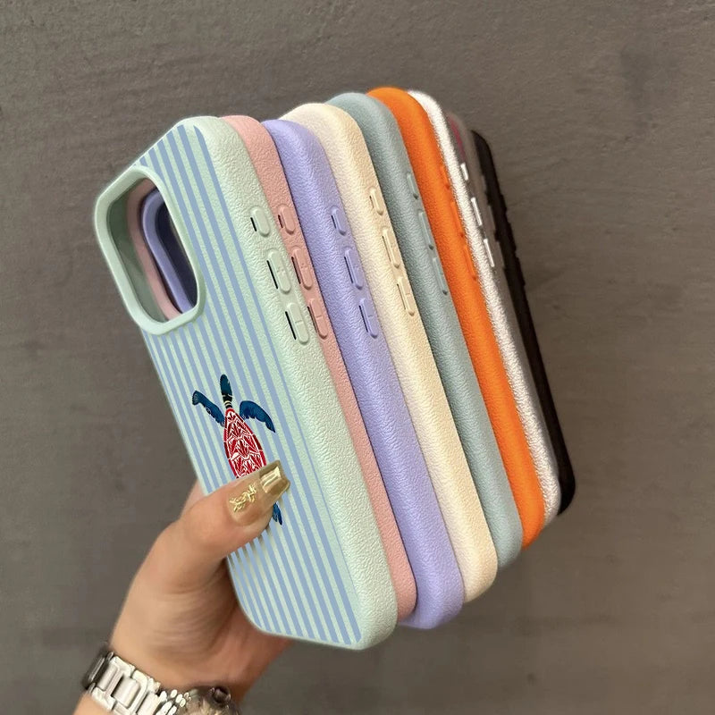 Einfache Blau Gestreifte Schildkröten-Handyhülle für Samsung Galaxy A56 A16 A36 A26 A55 A37 A57 S26 S25 Ultra S24 FE S23 Plus S22 Cover