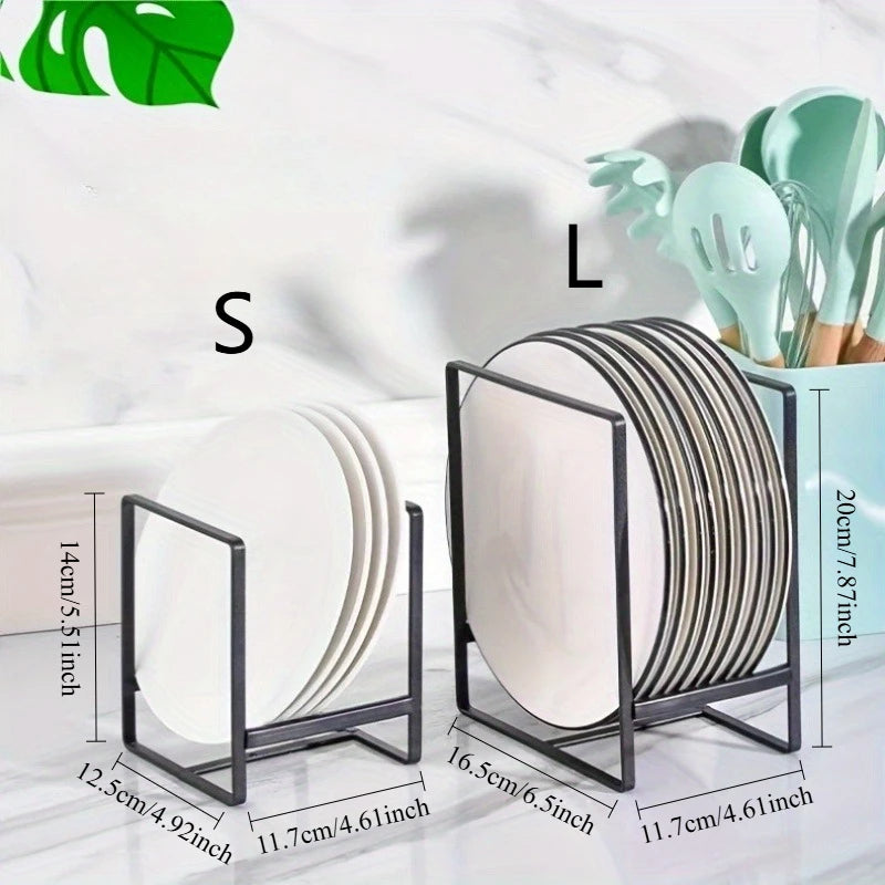1 Stück Elegantes Metall-Geschirrregal-Set, Platzsparender Mehrstufiger Organizer, Teller- und Besteckhalter, Ausziehbares Design, Küchenaufbewahrung