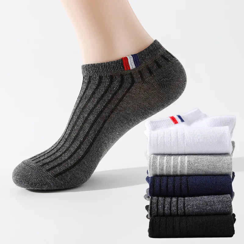 5 Paar dünne, einfarbige Herren-Freizeitsocken, atmungsaktive, schweißabsorbierende Kalibrierungssocken, Sommer-Mischbootssocken