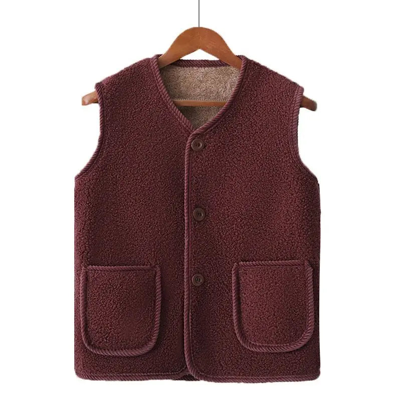 Winter warme Fleece-Weste für Mama, verdickte Lammwolle-Weste, Oberbekleidung für ältere Frauen, Herbst und Winter, Übergröße, isoliert