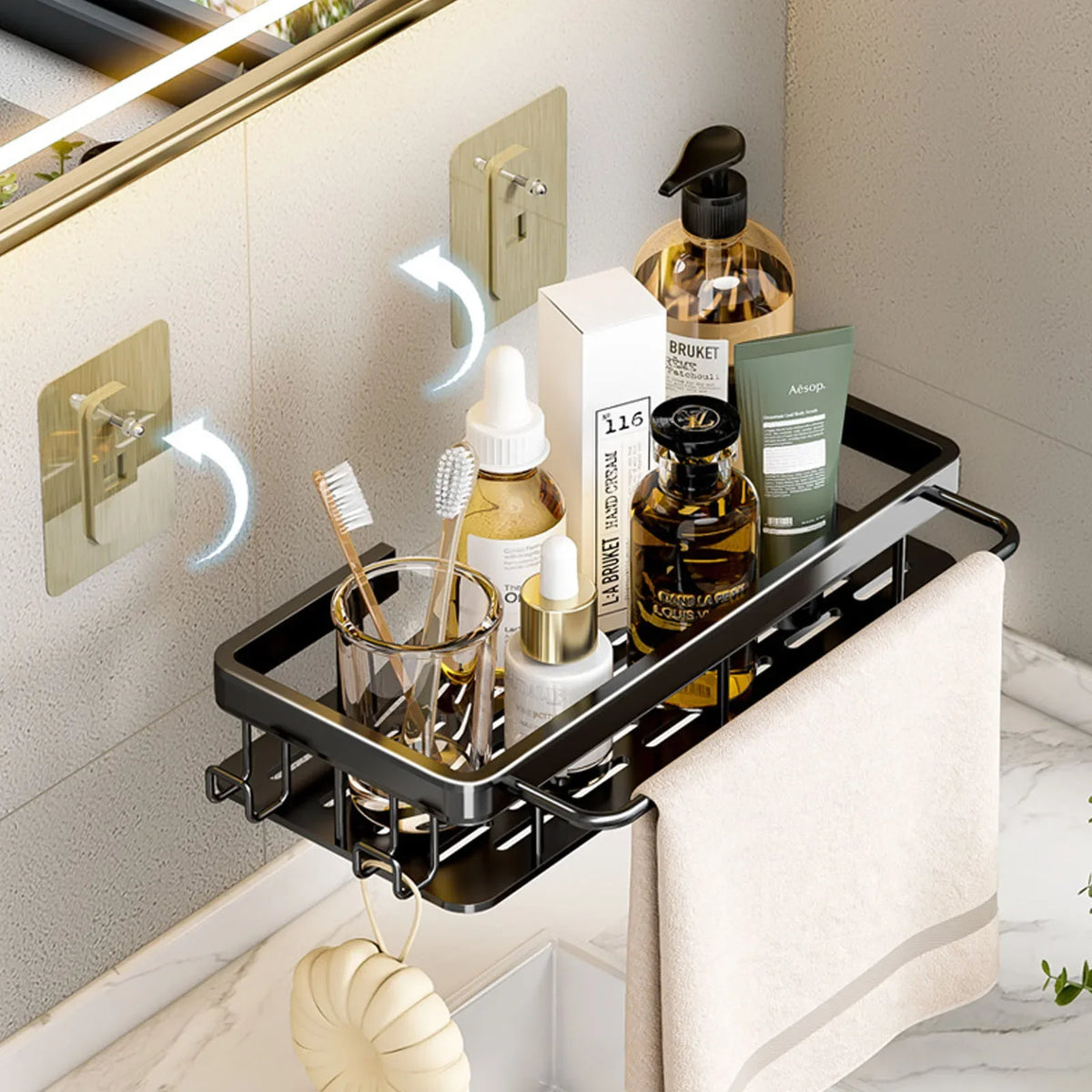 Bad Regal Kein Bohren Wand Montiert Shampoo Flasche Dusche Ecke Rack Wc Lagerung Rack Aluminium Bad Küche Zubehör