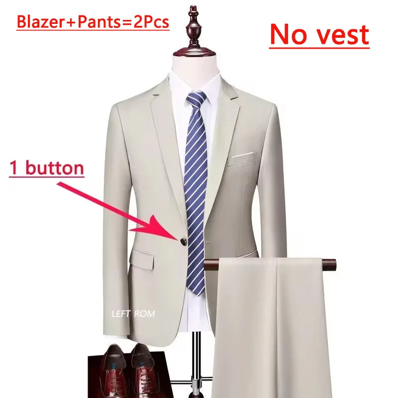 14 Farben M-6XL ( Jacke + Weste + Hose) High-End-Marke formale Business Herren Anzug dreiteiligen Bräutigam Brautkleid einfarbigen Anzug