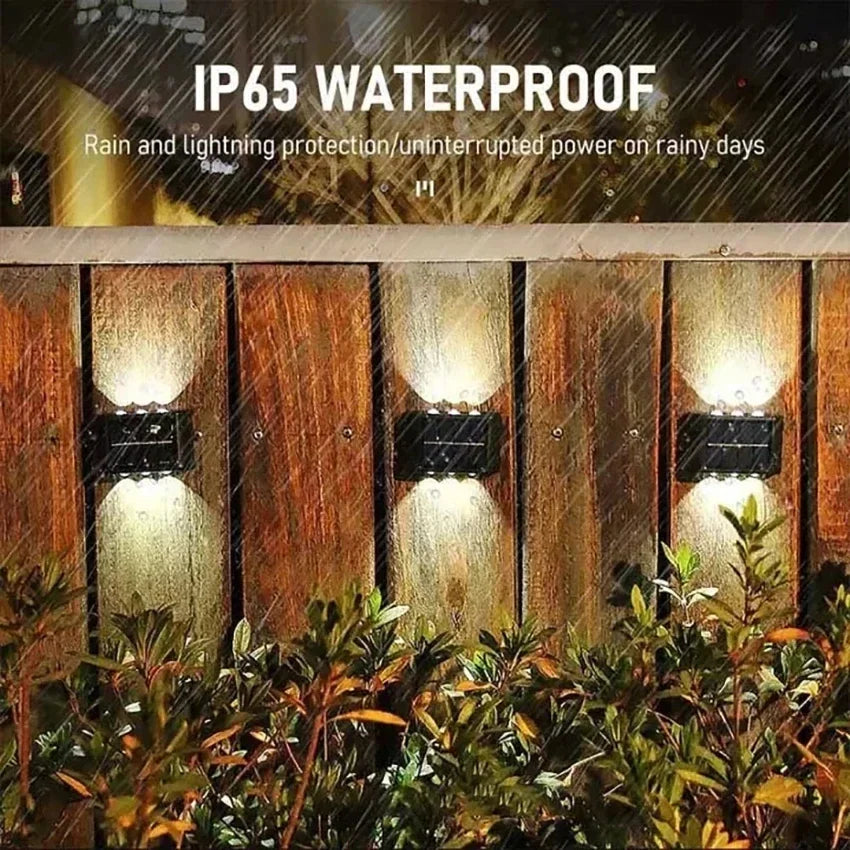 Solar-Außenwandleuchte, 12 LEDs, wasserdicht, Gartenleuchte, Hofbalustrade, dekorative Atmosphärenlampe, nach unten leuchtende Solarlampe