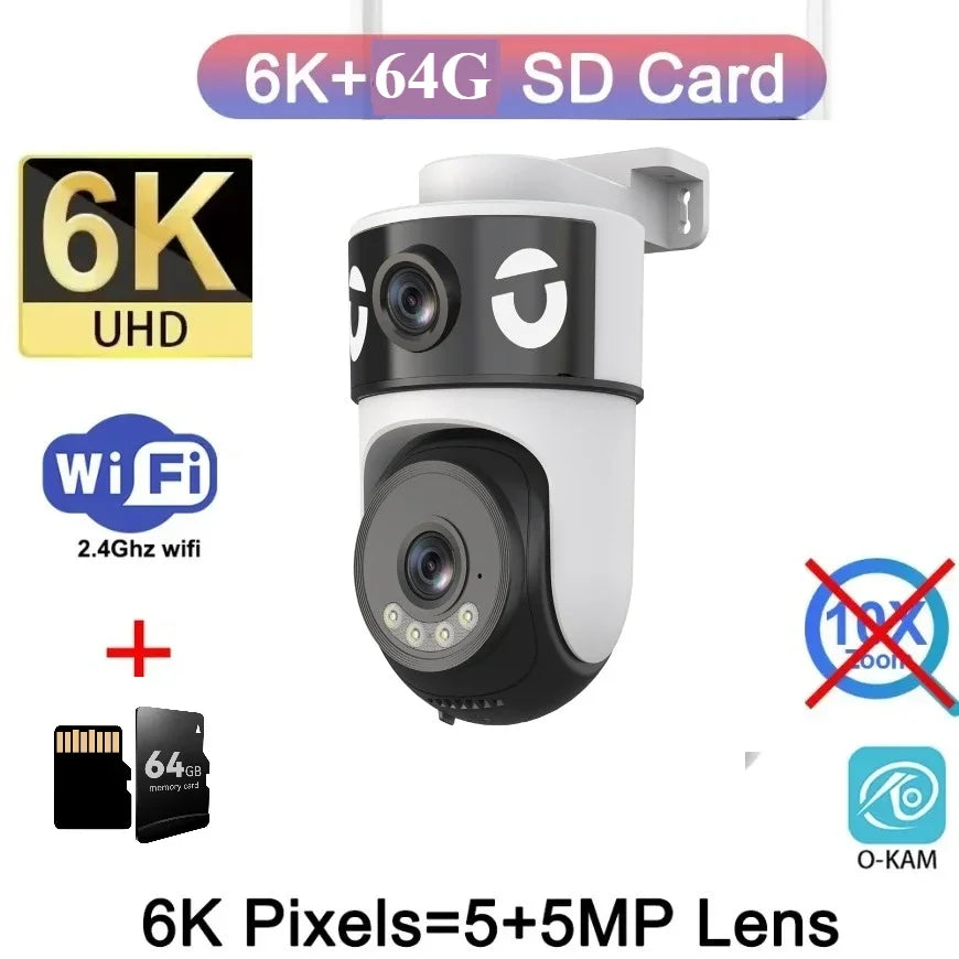 Neue 20MP WLAN-Sicherheitskamera 4 Linsen 4 Bildschirme 6 Motoren 3 PTZ 5X Digitalzoom Kabellose Außen-Überwachungskamera Wasserdicht